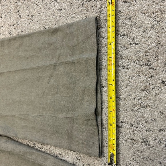 Pure Linen side 10p EUC ultra wide flair 100 percent linen pants with buttons - Picture 6 of 13